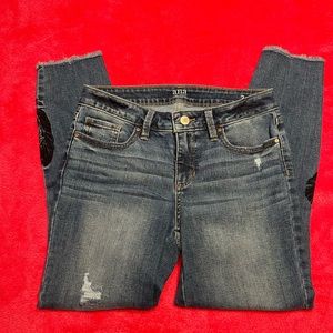 a.n.a. Denim Ankle Jeans with Feather Pattern